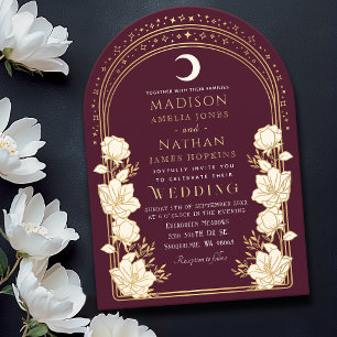 Cranberry Elegant Arch Art Nouveau Wedding  Invitation