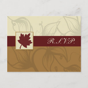 cranberry fall leaf fall autumn wedding invitation postcard