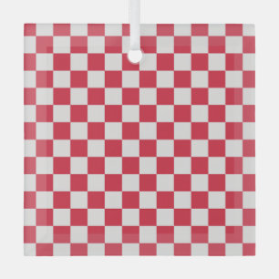 Cranberry fizz checkerboard pattern glass tree decoration
