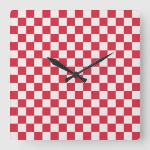 Cranberry fizz checkerboard pattern square wall clock