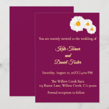 Cranberry Floral Wedding Invitation