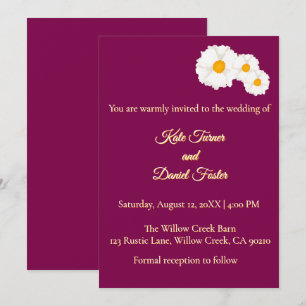 Cranberry Floral Wedding Invitation