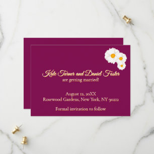 Cranberry Floral Wedding Save the Date Invitation