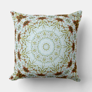 Cranberry Fractal Photo Digital Art Mandala Pillow
