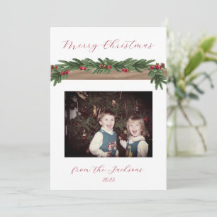 Cranberry Garland Holiday Christmas Card