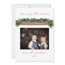 Cranberry Garland Holiday Christmas Card