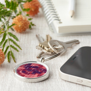 "Cranberry" Geometric Art Key Ring
