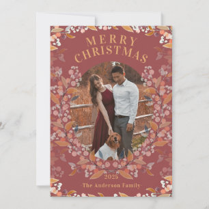 Cranberry Gold Framed Photo Holiday Card