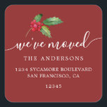 Cranberry Holly We’ve Moved Address Labels<br><div class="desc">The Cranberry Holly We’ve Moved Address Labels feature elegant white lettering and a watercolor holly design on a rich cranberry red background. Perfect for sharing your new address during the holiday season,  these personalized labels add a warm and festive touch to your envelopes and family correspondence.</div>