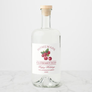 Cranberry Homemade Cranberrycello Holiday Liquor Bottle Label