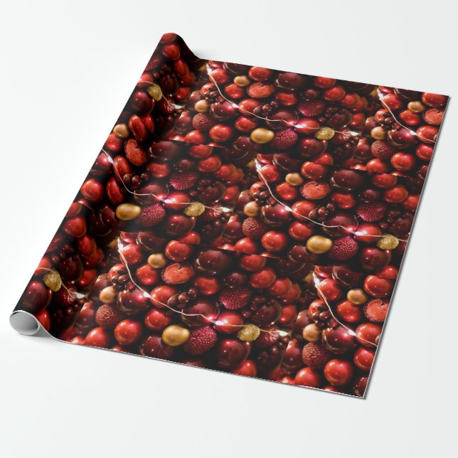 Cranberry In Lights Wrapping Paper (Unrolled)