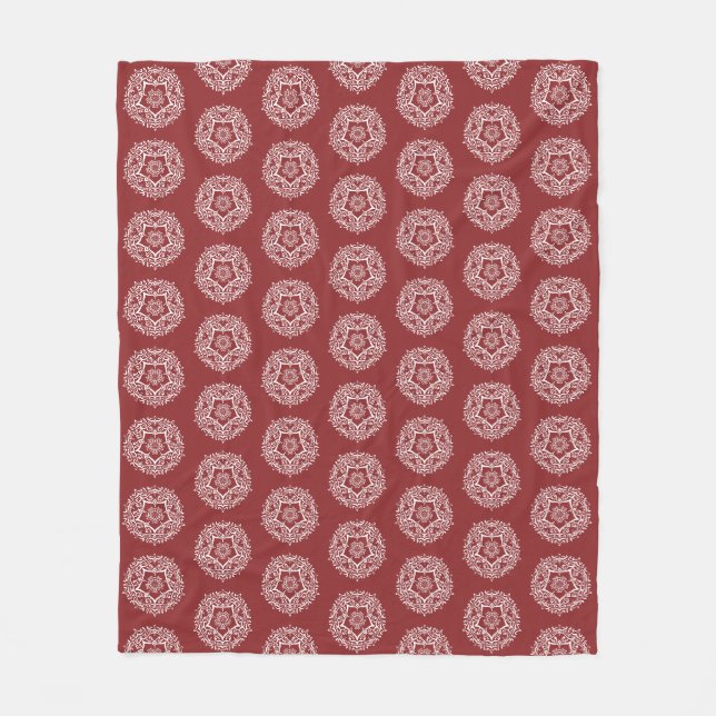 Cranberry Mandala Fleece Blanket (Front)