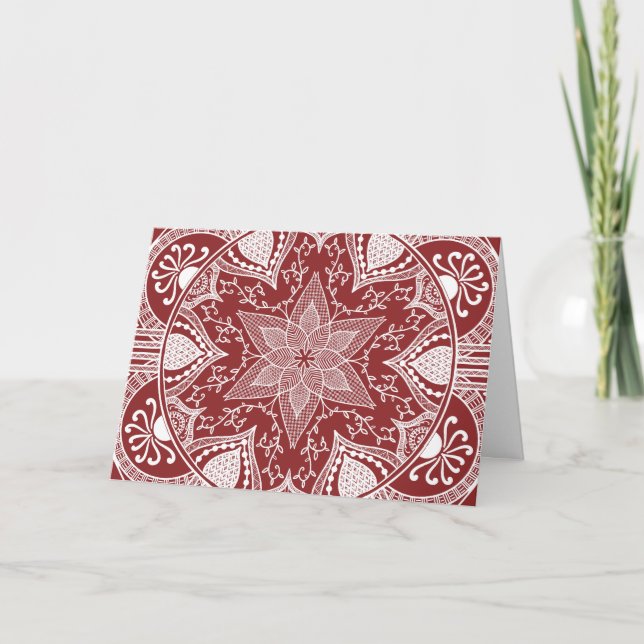 Cranberry Mandala Holiday Card (Front)