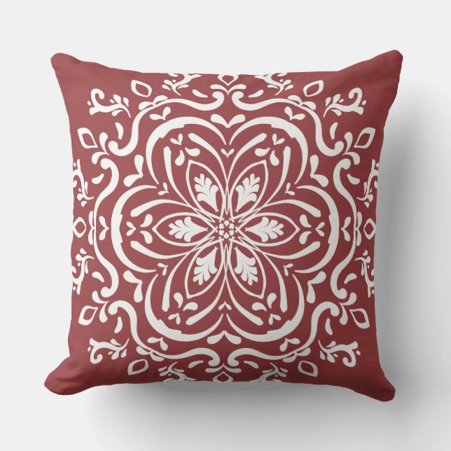 Cranberry Mandala Outdoor Cushion (Front)