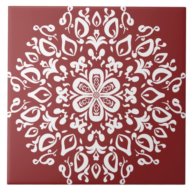 Cranberry Mandala Tile (Front)