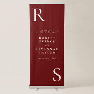 Cranberry Minimalist Wedding Welcome Retractable Banner