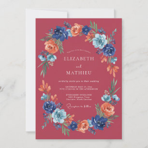 Cranberry Moody Bohemian Wedding Invitation