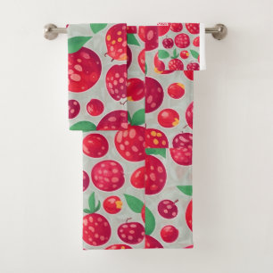 Cranberry Mosaic Colourful Personalised Pattern Bath Towel Set