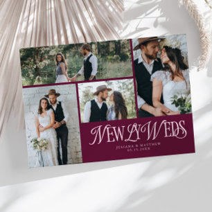 Cranberry Newlyweds Multi Photo Wedding Announcement