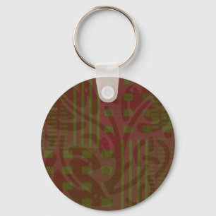 cranberry olive woodcut Celtic inspiration Key Ring