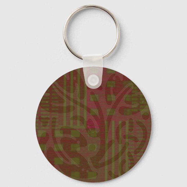 cranberry olive woodcut Celtic inspiration Key Ring (Front)