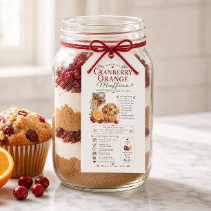Cranberry Orange Muffins Recipe Mason Jar Baking Gift Tags
