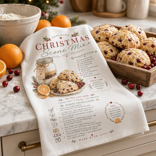 Cranberry Orange Scone Mix Recipe Christmas Tea Towel