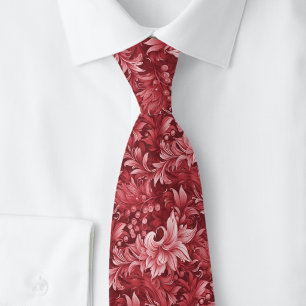 Cranberry Ornate Botanical Tie