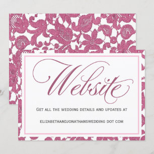 Cranberry Pink Lace Wedding Website Enclosure Invitation