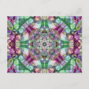 Cranberry, Purple, and Green Lilac Dreams Mandala Postcard