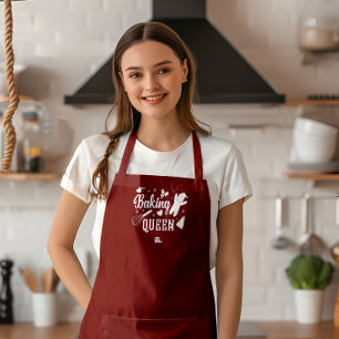 Cranberry Red Christmas Monogram Baking Queen Apron