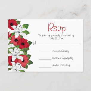 Cranberry Red Flower Lilies - Wedding RSVP