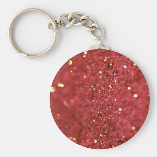 Cranberry Red Glimmer Basic Round Button Key Ring