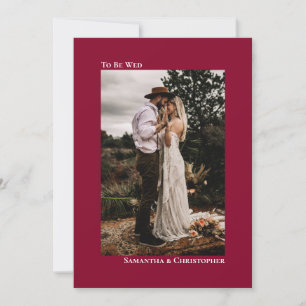 Cranberry Red Minimalist Vertical Photo Wedding Invitation