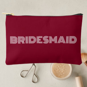 Cranberry Red Modern Typography Bridesmaid Accessory Pouch