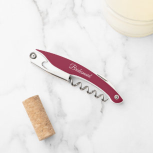 Cranberry Red Personalised Wedding Bridesmaid Corkscrew