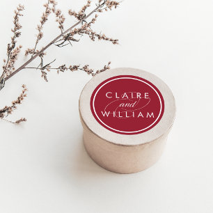 Cranberry Red Personalised Wedding Classic Round Sticker