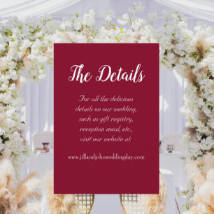 Cranberry Red Simple Style Wedding Details Enclosure Card