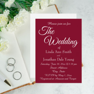 Cranberry Red Simple Style Wedding Invitation