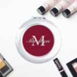 Cranberry Red Stylised Bridesmaid Monogram Compact Mirror<br><div class="desc">A personalised compact mirror for your wedding bridesmaid or maid of honour that has her initial and name stylised on a trendy,  cranberry red colour background. Edit to replace initial and name. Select your compact mirror style.</div>
