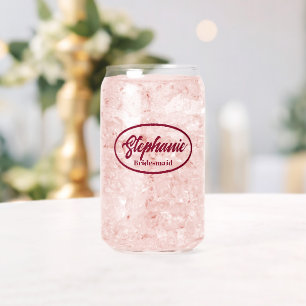 Cranberry Red Stylised Name Bridesmaid Glass
