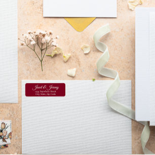 Cranberry Red Stylised Name Wedding Return Address