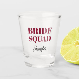 Cranberry Red Wedding Bride Squad Personalized Shot Glass