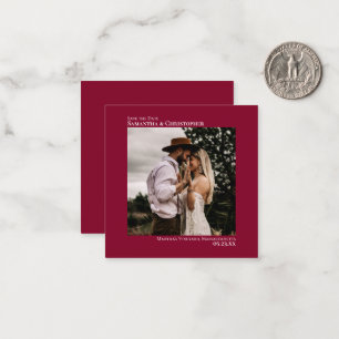 Cranberry Red Wedding Save the Date Photo Mini Card