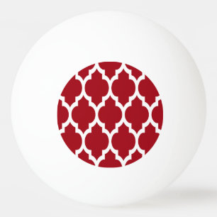 Cranberry Red White Moroccan Quatrefoil Pattern #4 Ping Pong Ball