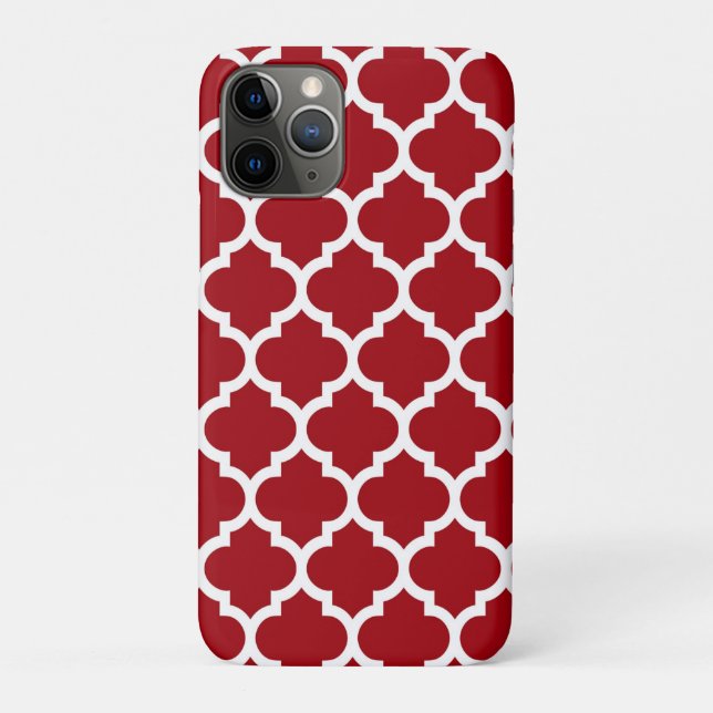 Cranberry Red White Moroccan Quatrefoil Pattern #5 Case-Mate iPhone Case (Back)