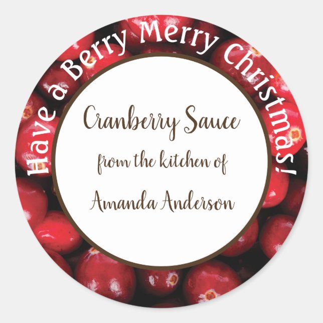 Cranberry Sauce Christmas Round Product Label (Front)