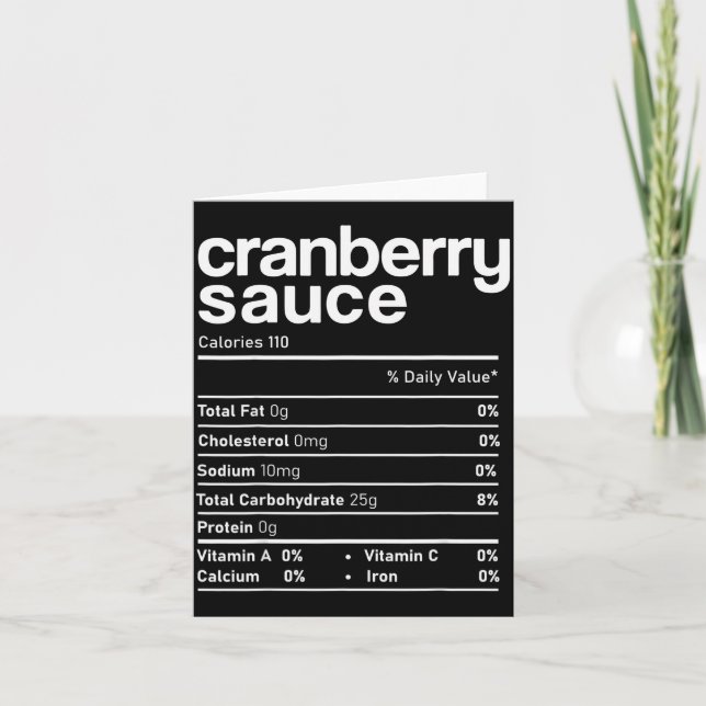 Cranberry Sauce Nutrition Funny Thanksgiving Chris Card (Front)