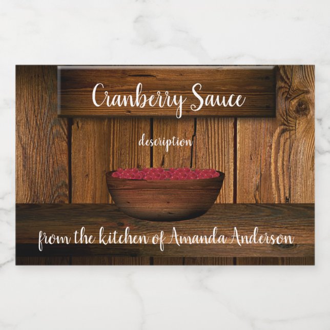 Cranberry Sauce Rustic Wood Product Label 3"x2" (Single Label)