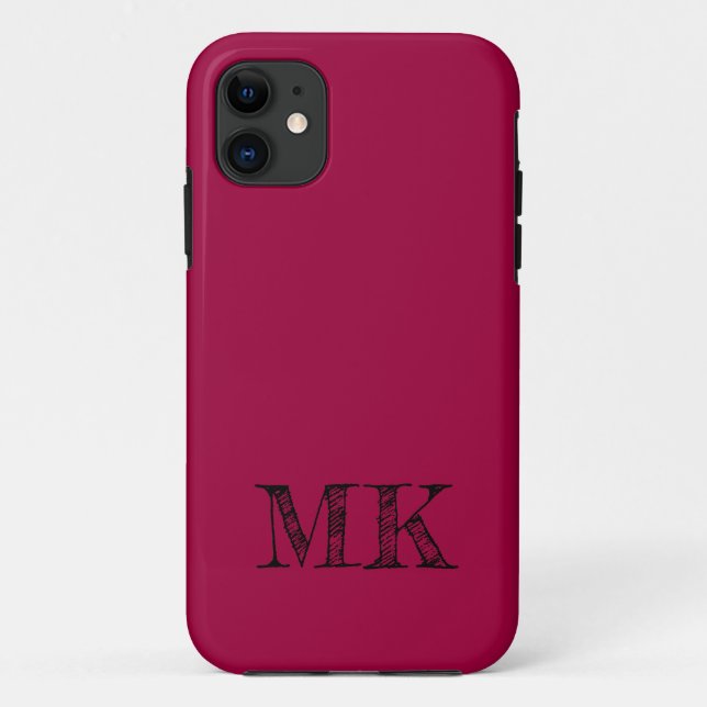 Cranberry Solid Colour | Minimal Initial  Case-Mate iPhone Case (Back)